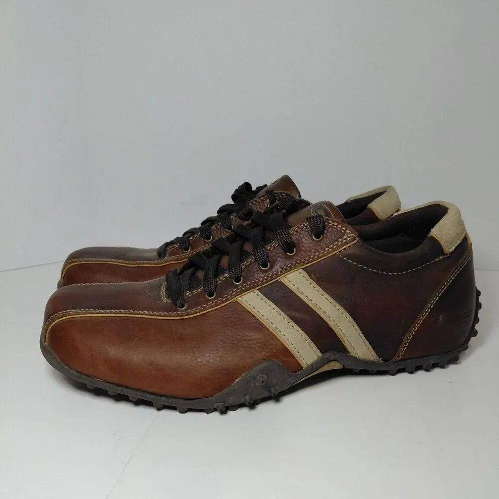 VTG Skechers Mens Diameter Casual Shoes Brown Leather Relaxed Step Size 9.5